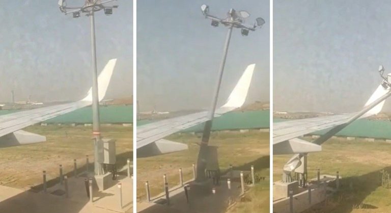 Avião bate em poste antes da decolagem; VEJA VÍDEO